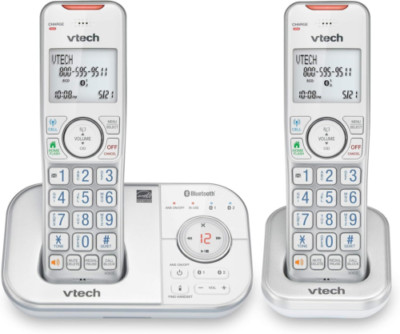 VTech VS112-27 2 Handset Cordless Phone with Answering 2 2 Handsets, White