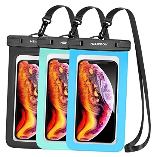 Waterproof Cell Phone Pouch : 3 Pack Underwater Dry Bag Case Black+Blue+Green