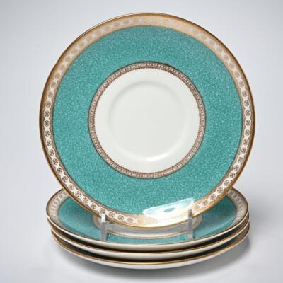 Wedgwood Ulander Powder Turquoise W1503 4 Cream Soup Bowls w Wedgwood Ulander Powder Turquoise W1503 4 Cream Soup Bowls w