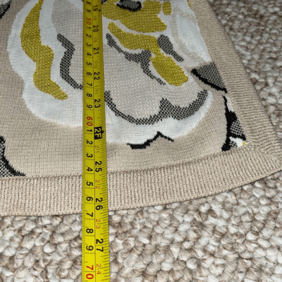 ST. JOHN Yellow White Black Abstract Floral Wool Blend Knit
