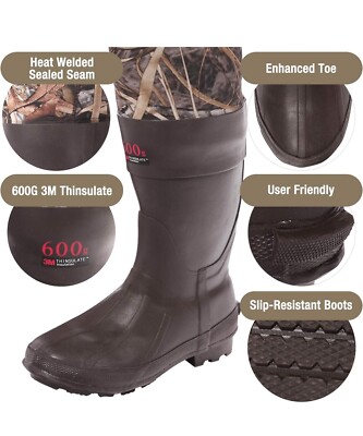 Coffre Waders HISEA 600G - Néoprène Isolé - Bottes Intégrées - Taille 7/40