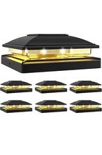 VOLISUN Solar Post Cap Lights: 6 - Pack Outdoor Light for 6 Pack, Black 