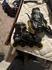 Roller Derby Black Silver Inline Skates Rollerblades V-Tech 500 Size 6-9 Adult