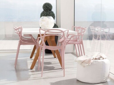 4X Master Style Cafe Bistro Patio Garden Kitchen Dining Chairs in PINK  Stackable UK