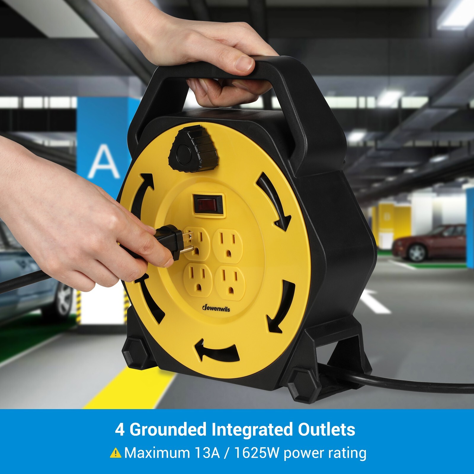 DEWENWILS Retractable Extension Cord Reel 16/3 AWG SJTW Power Cord 25