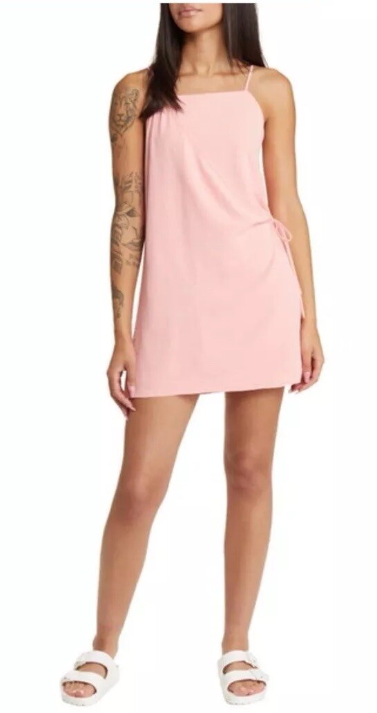 Nordstrom BP Dress Faux Wrap Lined Pink Sundress Adjustable Straps Women XS