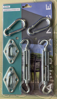 6 Pc Canvas Sail Sunshade Installation Kit
