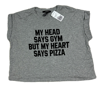 New Forever 21 Gray Knit Crop Top Size Small Short Sleeve Black