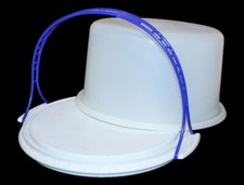 Tupperware Cake Taker Round Speckled Fireworks  Bold N Blue Vintage EUC