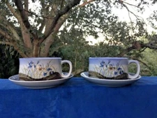 Vintage CALIFORNIA MODERN Santa Anita Ware POTTERY ▬ Soup Bowl & Plate SET ❤️j8