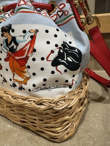 NUEVO Bolso Cubo de Mimbre Italiano Dolce & Gabbana D&G Secchiello Midollino MUY RARO - Imagen 8 de 22