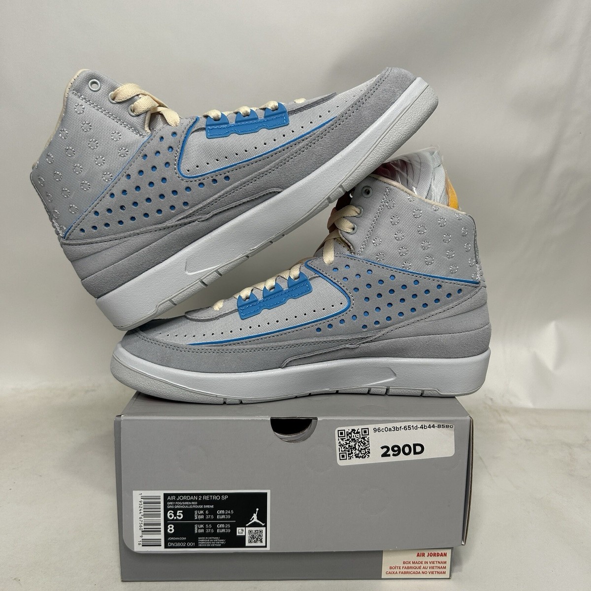 Nike Air Jordan 2 SP x Union “Grey Fog” DN3802-001 Men's 6.5 New