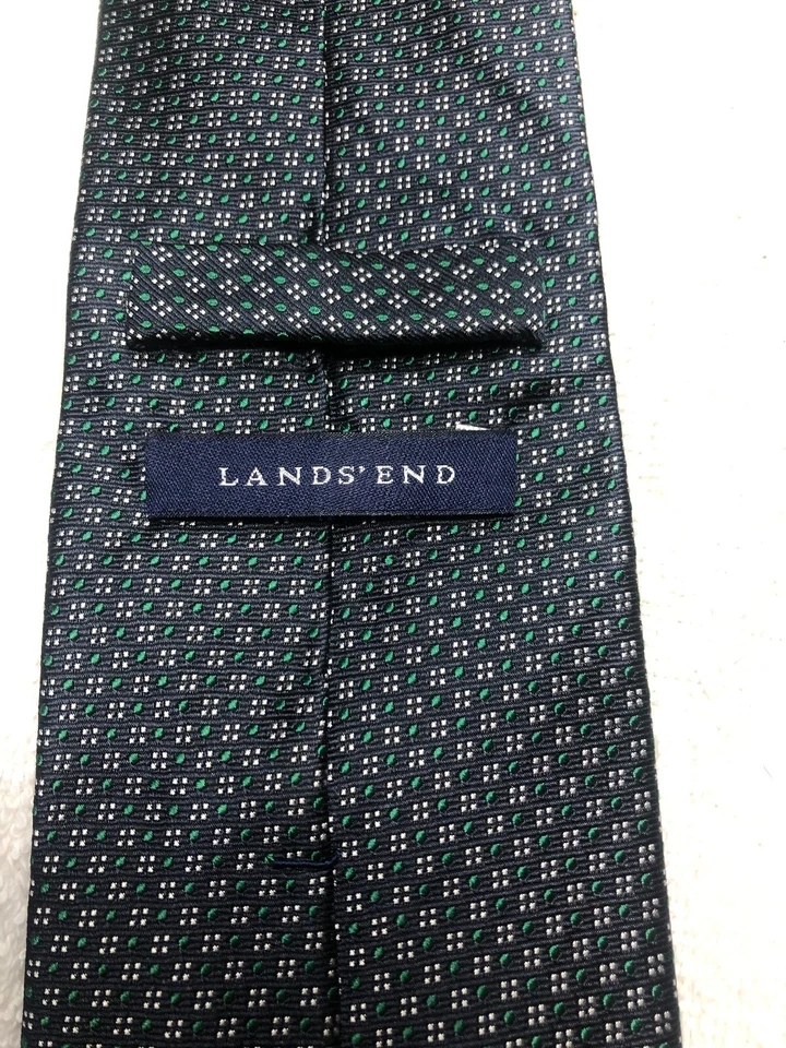 LANDS END CORBATA HOMBRE NEGRA CON VERDE Y GRIS 3,5 X 59 Foto 4 de 4