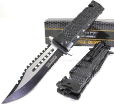 TAC-FORCE Bowie Sawback Spring Open Assisted Tactical Rescue Pocket Knife