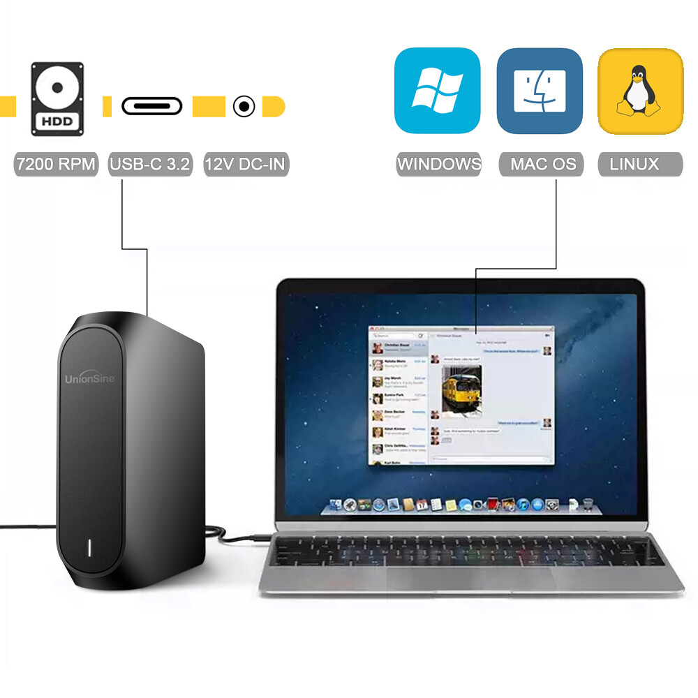 Unionsine USB 3.0 External Hard Disk Drive Extended Memory HDD 1TB 4TB ...