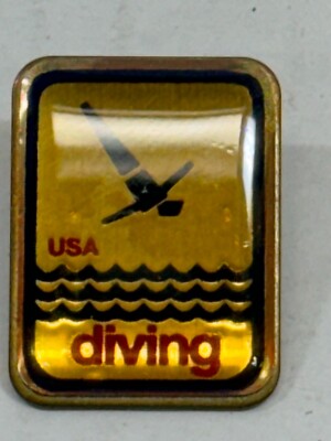 VTG 80s or 90s Summer Olympics 1'' USA Diving Team Red, Blue & Gold Lapel Hat Pin