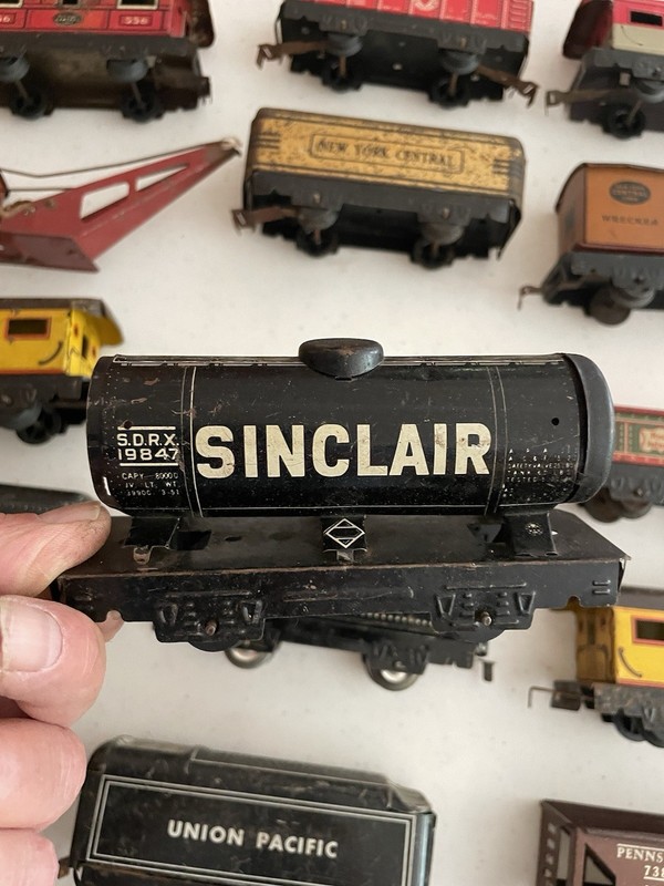 Antique Tin Trains railroad cars Lot of 55! Sinclair gas New York railroad
