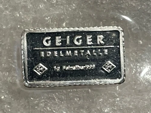 Rare! Generation 1 Geiger .999 Fine Silver 1 Gram Bar Sealed In Original Plastic