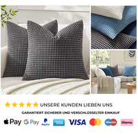 Kissenbezug 40X40 Grau Kordsamt Dekokissen 2Er Set Weich