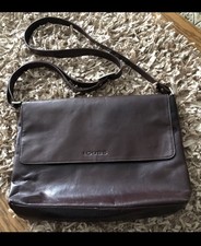 Exquisite Tasche von LOUBS dunkelbraunes feinstes Leder Schultertasche Vintage