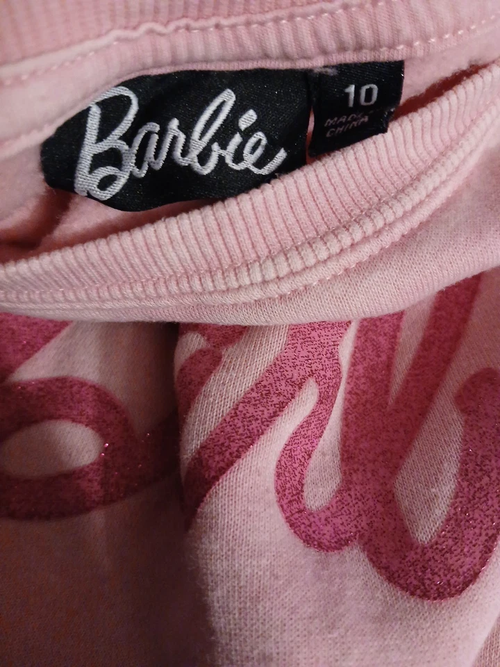 Sudadera Rosa Barbie Niñas Brillantes Letras Talla 10 Foto 3 de 4