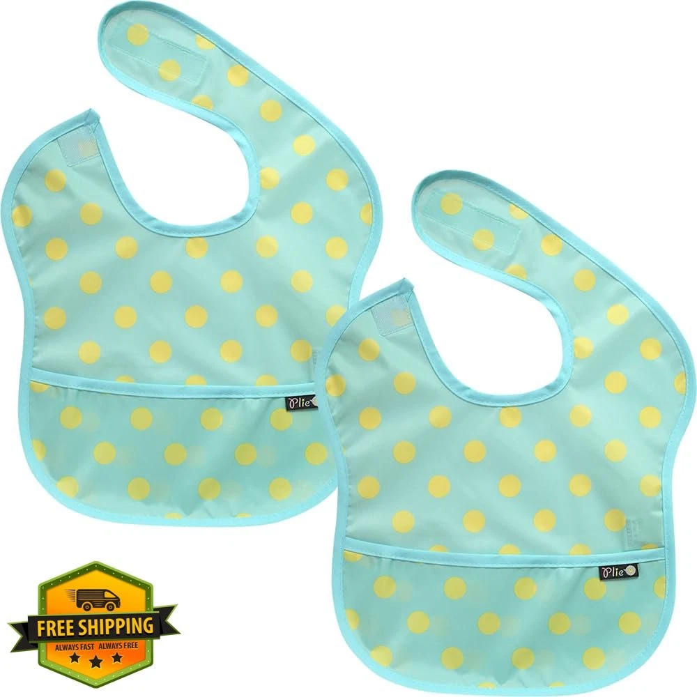 Plie 2pk Baby Bibs Mint/Dot 6-24M