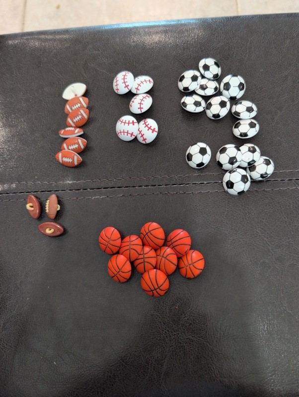 36 Baseball, Basketball, Soccer, Football Sewing Crafts Clothes Buttons
