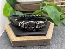 7-10  Leather Punk Bracelet Stackable Adjustable Tie New Free Ship B125