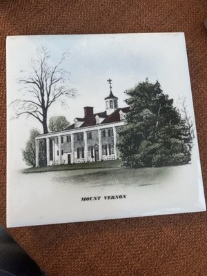 Vintage Tile Trivet Mount Vernon George Washington Estate Virginia Colonial