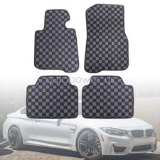 For 2014-2019 BMW F82 4 Series Coupe Checkered Flag Carpet Floor Mats Black New