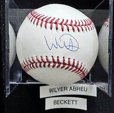 Wilyer Abreu Autographed Baseball BECKETT Certified Boston Red Sox Young Star