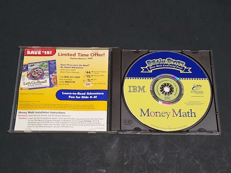 MONEY MATH Brain Bytes Essential Skills 5-8 (PC, CD-ROM, IBM) Vintage Mac WIN95 - Image 2 of 3