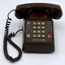 Vintage Radio Shack Brown Push Button Desk Phone Model 43-376 Corded Untested