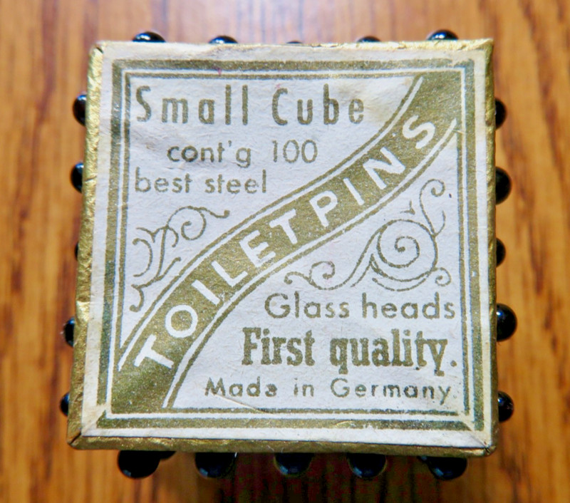 Small Cube Toilet Pins Black Glass Heads-100 Steel Pins Made in Germany