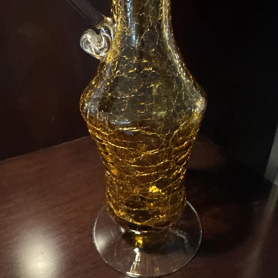 Vintage MCM Kanawha 14.5 “Amber Glass decanter genie bottle w/flame stopper - Image 3 of 4