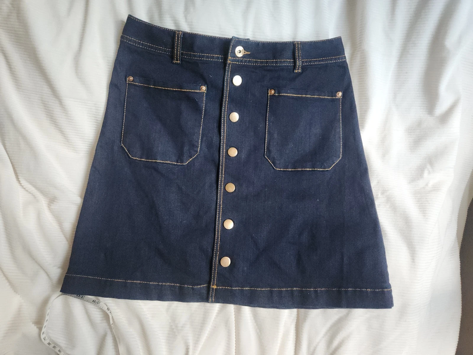 inc international concepts A-line Denim Mini Skirt Snap Fastener Dark Blue Sz 2