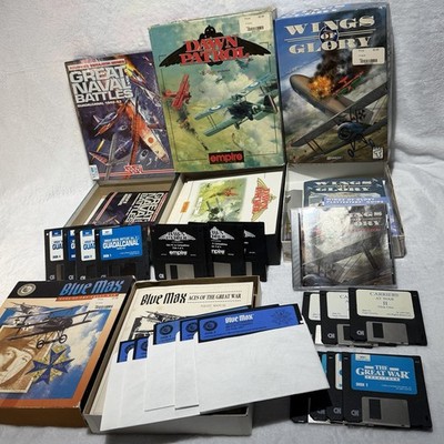 Blue Max+Wings of Glory+Dawn Patrol+Naval Battles Vintage IBM PC Flight Sim Lot