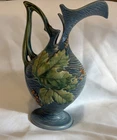 Vintage Roseville Pottery Blue Bushberry Ewer Vase #2-10 “ Art Pottery 1940