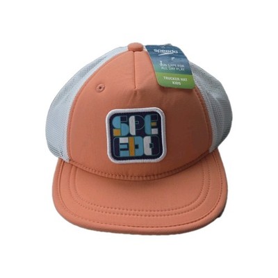 NWT Speedo Kids Trucker Hat Orange Sun Protection UPF 50+ Abstract Lightweight 