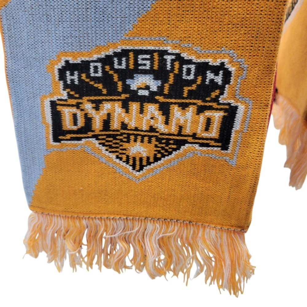 Houston Dynamo MLS Soccer Scarf Adidas Gold Gray Stripe Knit Accessory HG10290 thumbnail 3