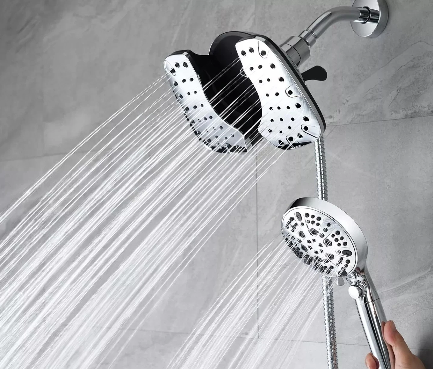 INAVAMZ 2-in-1 Shower Heads with Handheld 2.5GPM 10” Rain Shower Head & Hand ...