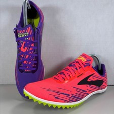 Brooks Mach 18 Women's Track Spikes Purple Pink Neon Green Sz 12 Sports Athletic