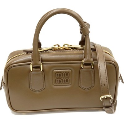 Miu Miu Arcadie Regular Leather Khaki 2WAY Shoulder Bag with Box Women's #TKB026
