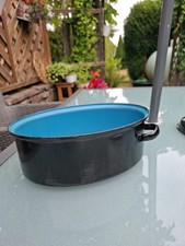 Alter Bräter Emaille 3 Liter Schwarz Blau