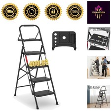 Versatile 4-Step Step Stool with Tool Tray 400lbs Load Capacity, Safe Design