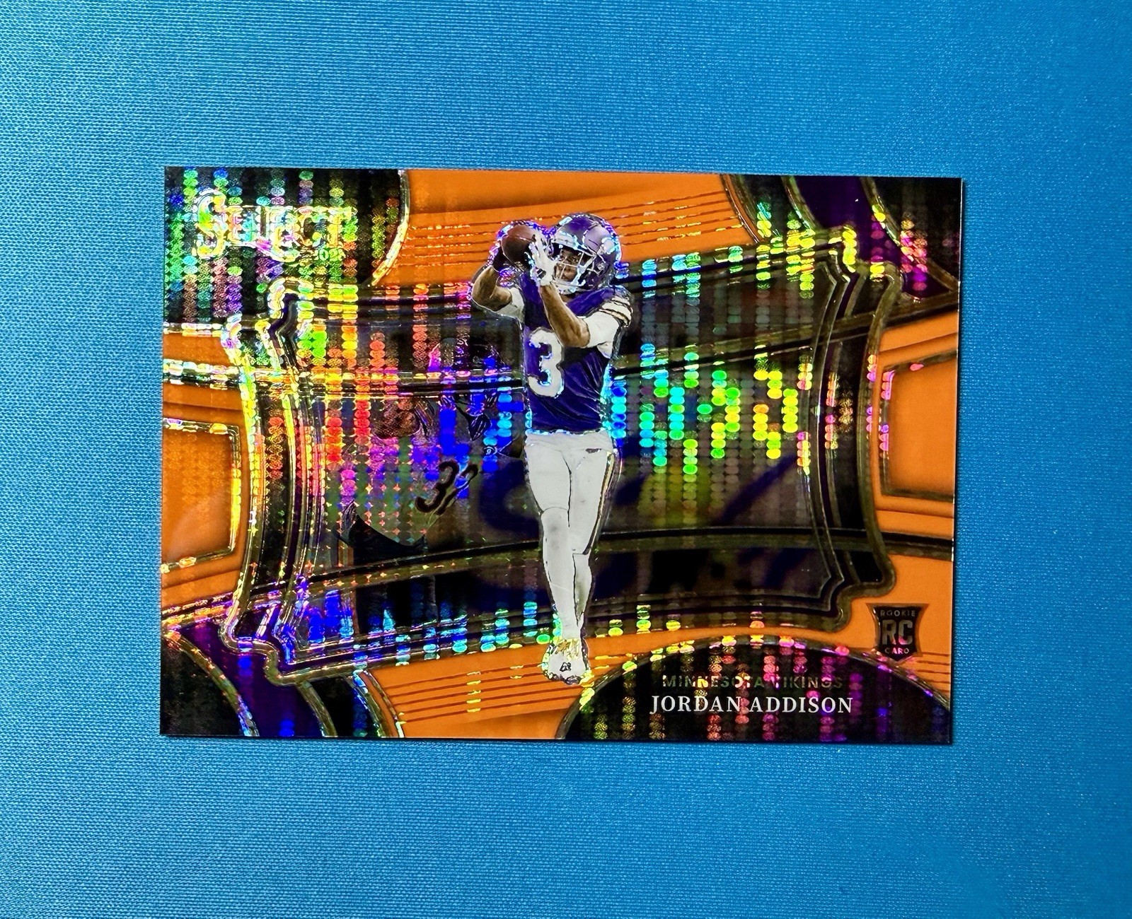 2023 Panini Select Jordan Addison Rookie Field Level Orange Pulsar 4/7 Vikings