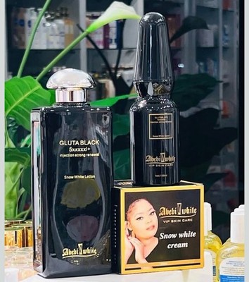 Abebi white Gluta Black 5XXXXX+ Snow White Body Lotion , Face Cream And Serum 3p