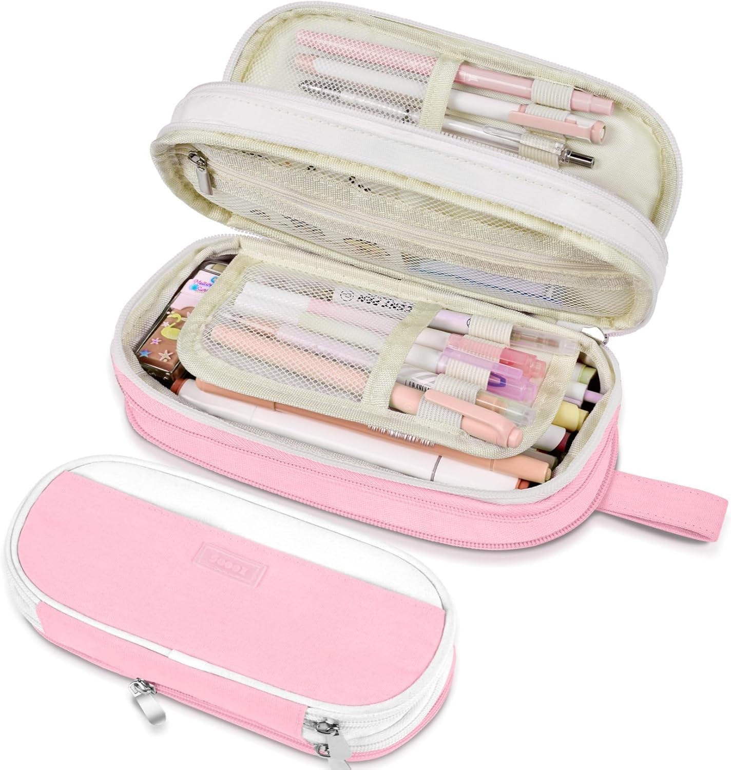 Case, Expandable Pencil Bag With 5 Compartments, Big Capacity Canva