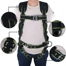 Heavy-Duty Full-Body Premium Safety Harness with Thick Support Belt, D-Rings
