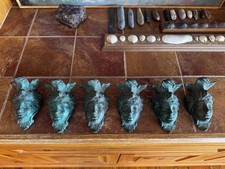 6 Figural Bronze Finials with Gorgeous Verdigris Patina